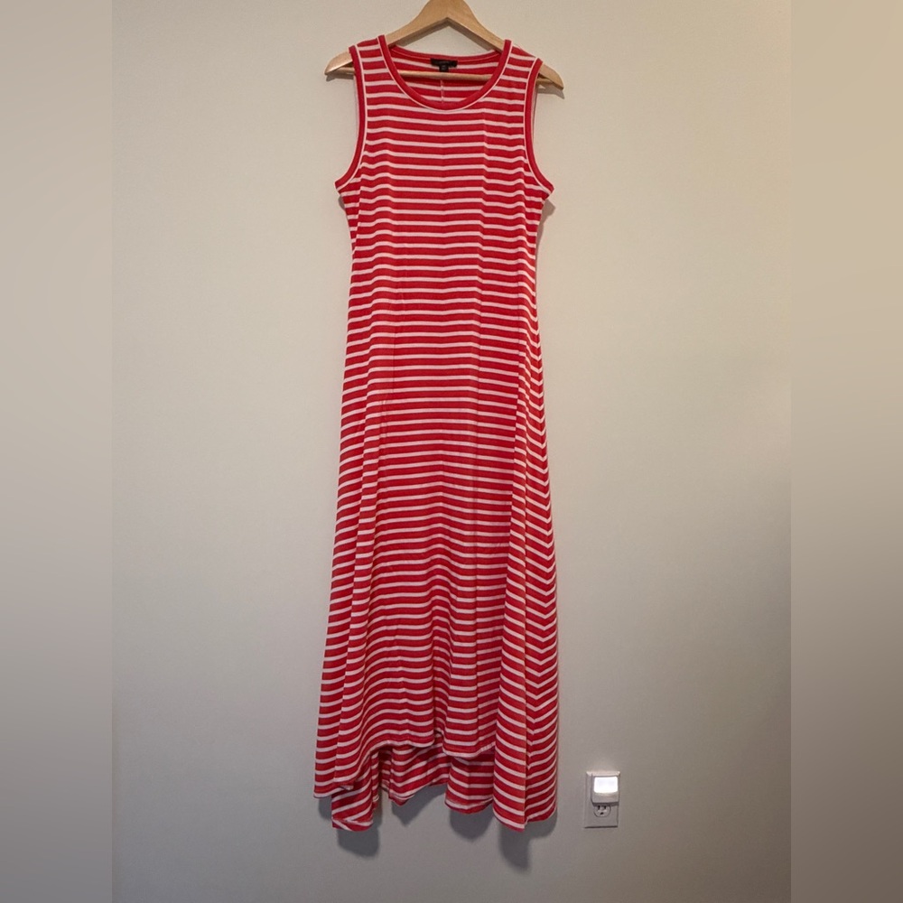 J Crew Striped Coral Maxi Dress